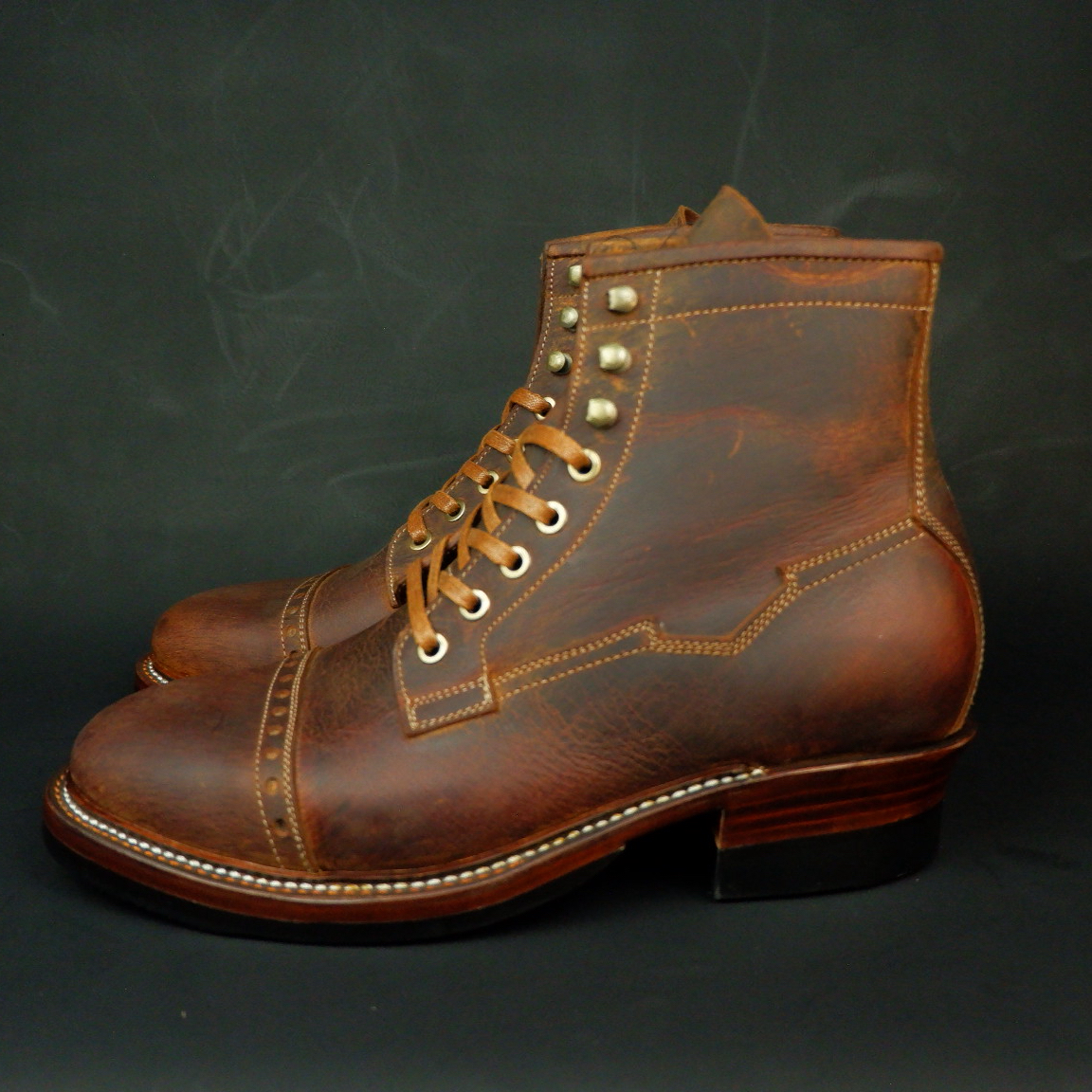 Prof Barnets "Benjamin" Cap Toe Balmoral 6" ( Gallun Teton Deer Cognac )