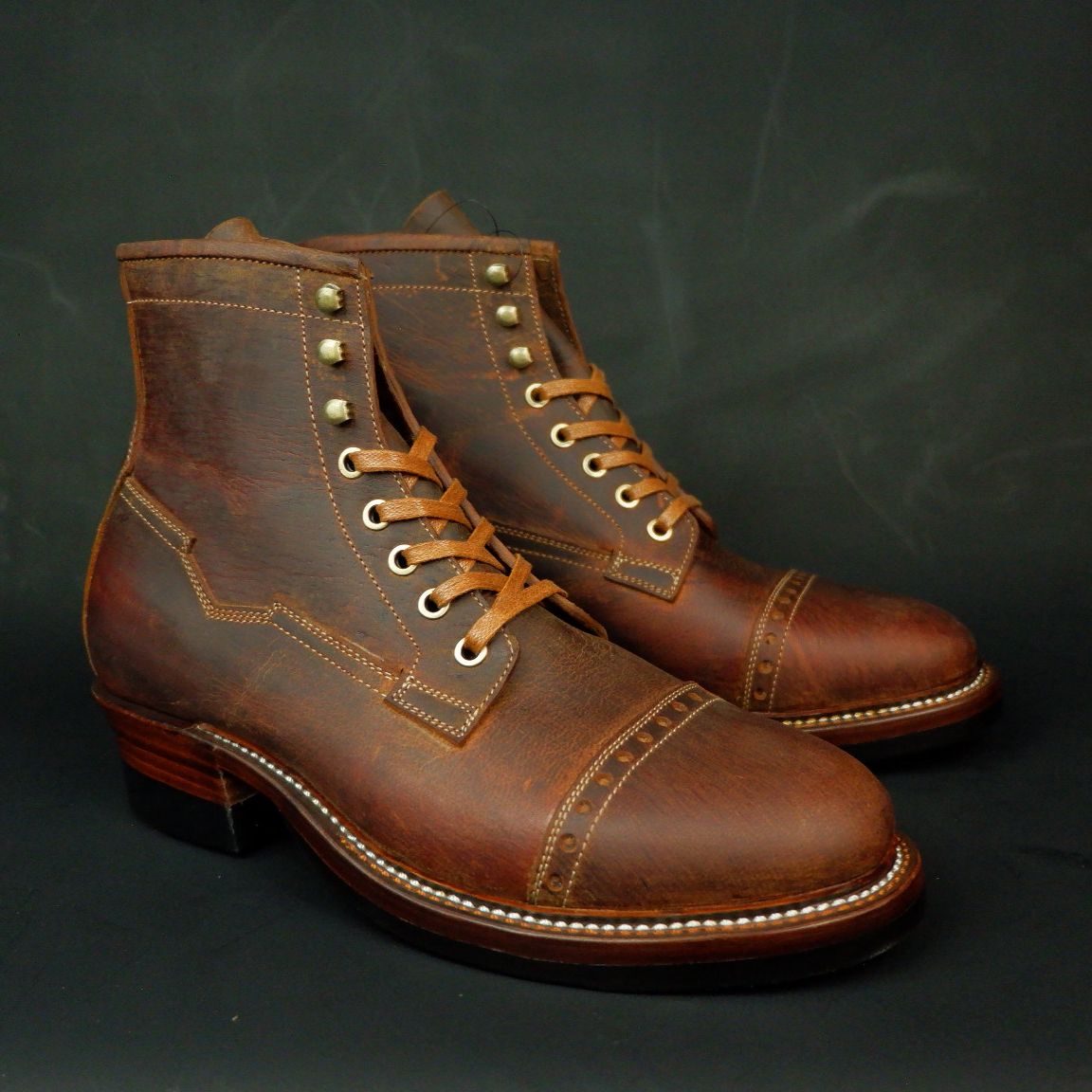 Prof Barnets "Benjamin" Cap Toe Balmoral 6" ( Gallun Teton Deer Cognac )