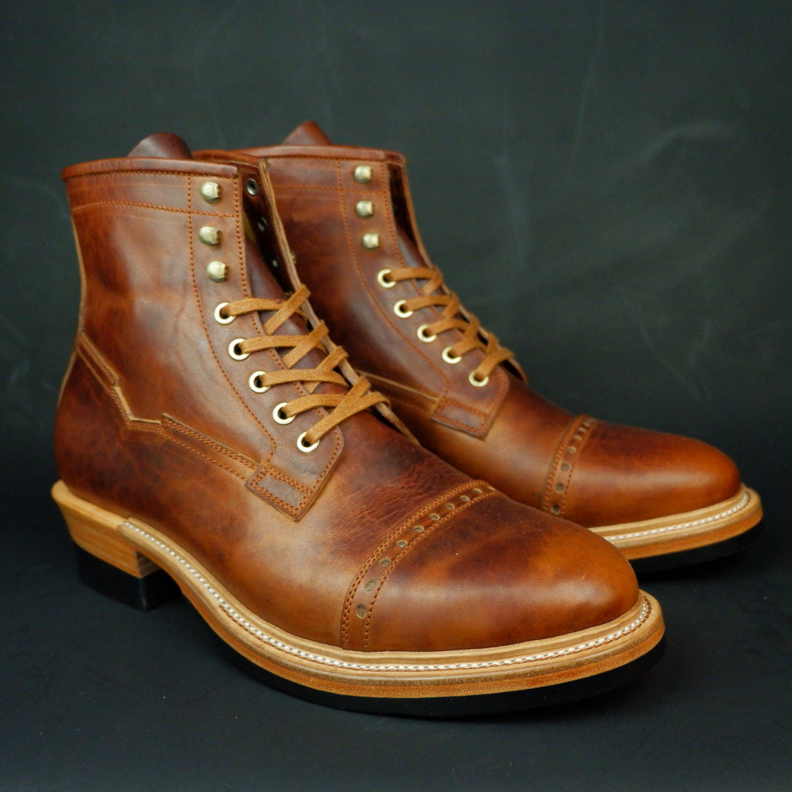 Prof Barnets “Benjamin” Cap Toe Balmoral 6” ( Gallun Horse Butt Cognac )