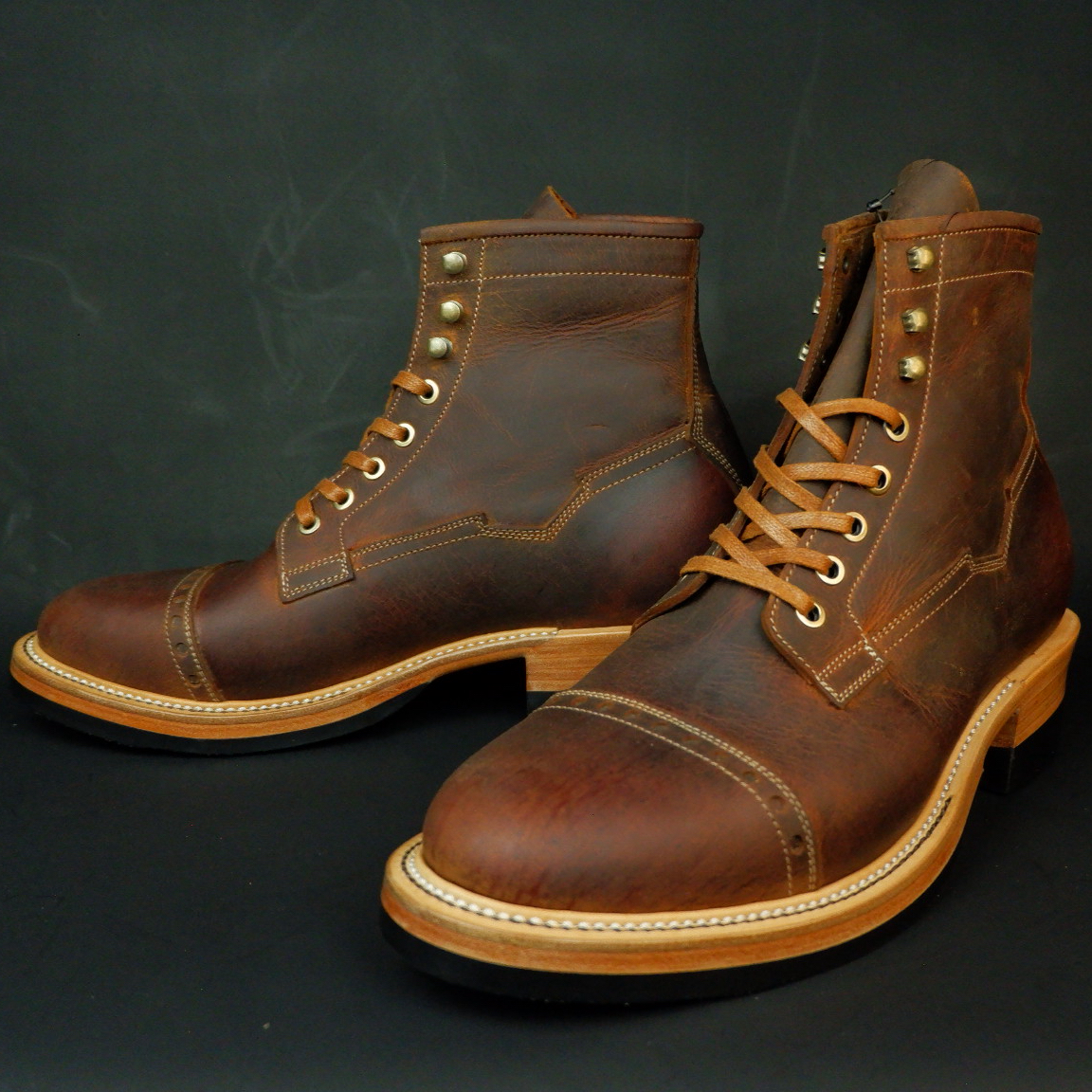 Prof Barnets "Benjamin" Cap Toe Balmoral 6" ( Gallun Teton Deer Cognac )