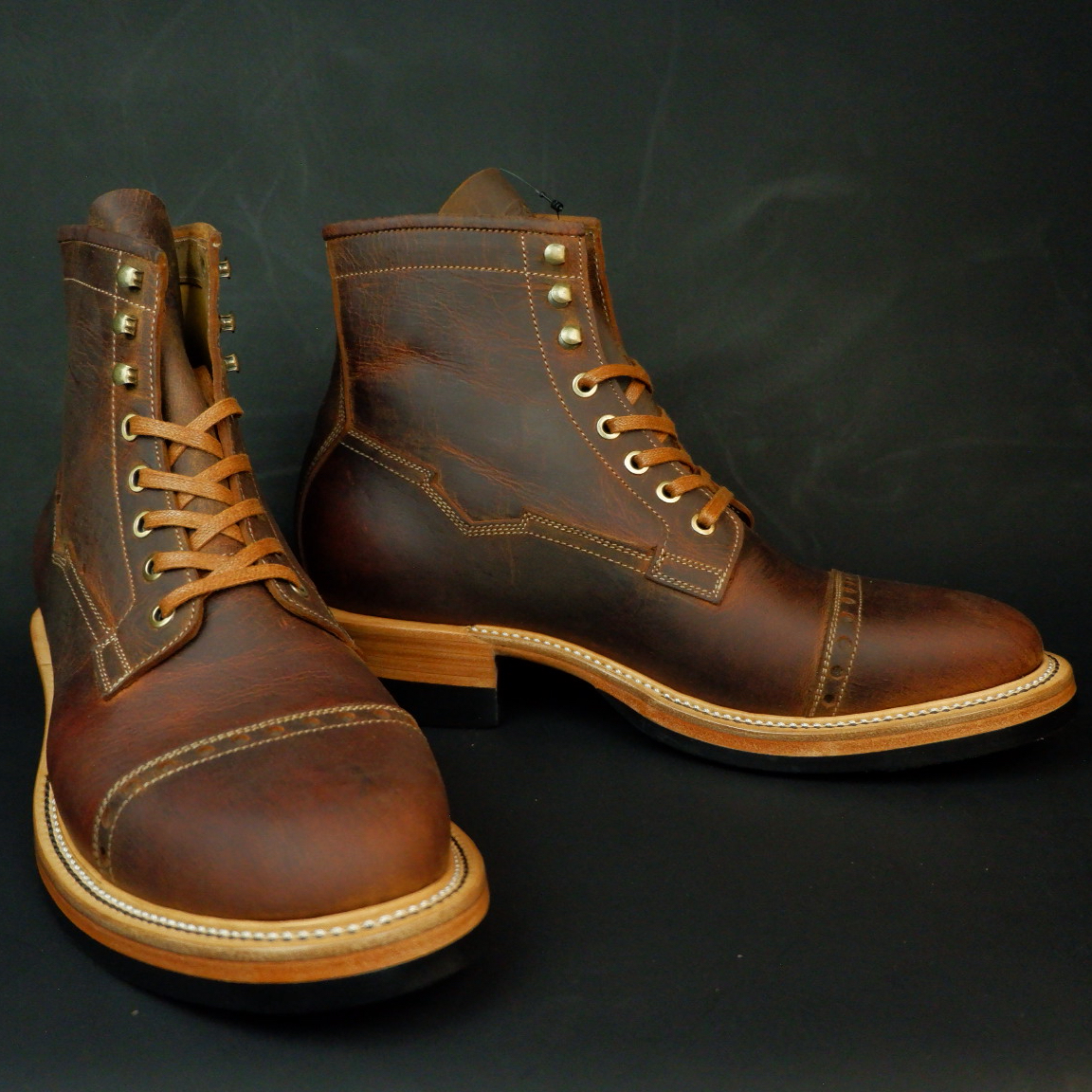 Prof Barnets "Benjamin" Cap Toe Balmoral 6" ( Gallun Teton Deer Cognac )