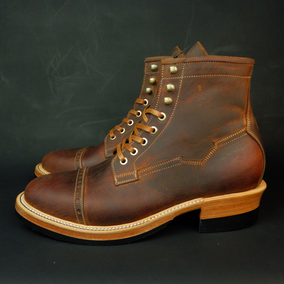 Prof Barnets "Benjamin" Cap Toe Balmoral 6" ( Gallun Teton Deer Cognac )