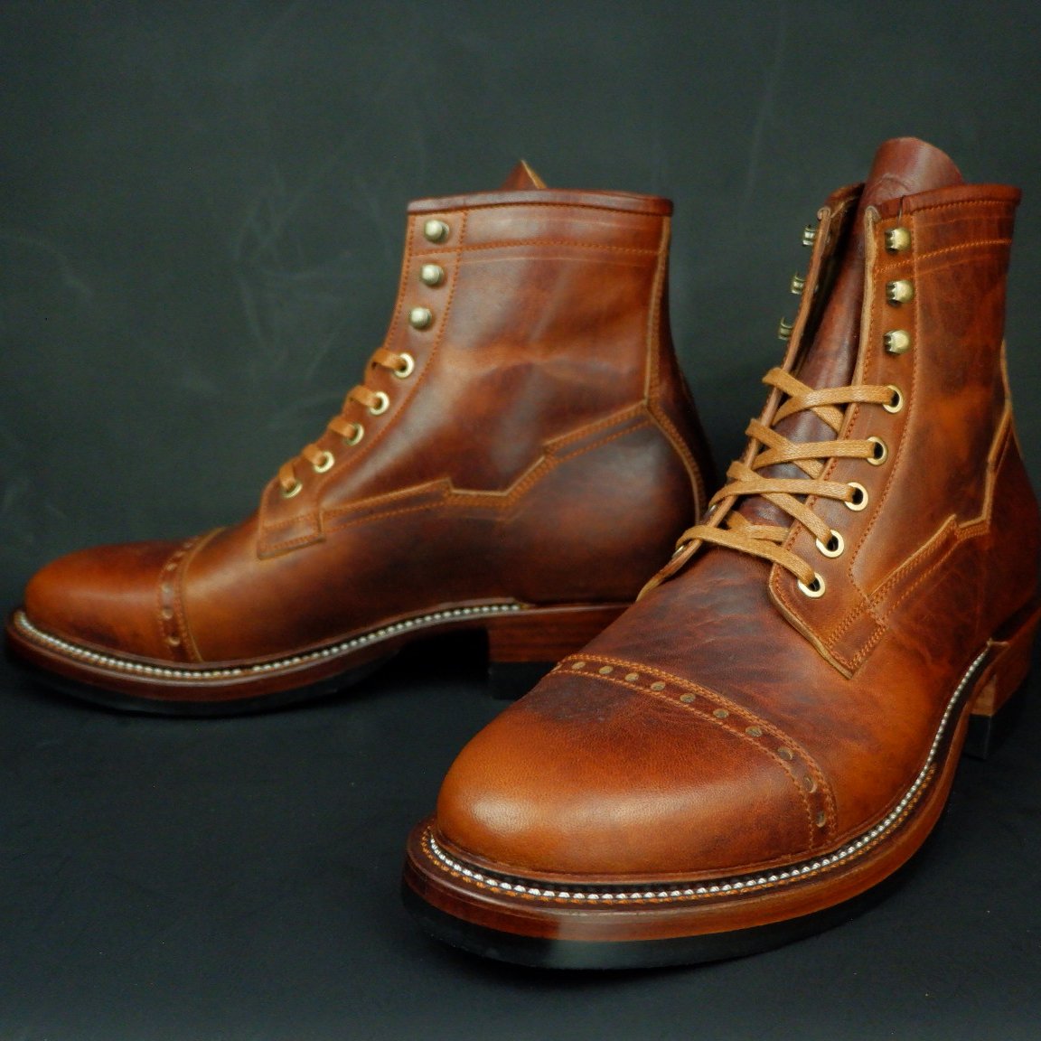 Prof Barnets “Benjamin” Cap Toe Balmoral 6” ( Gallun Horse Butt Cognac )