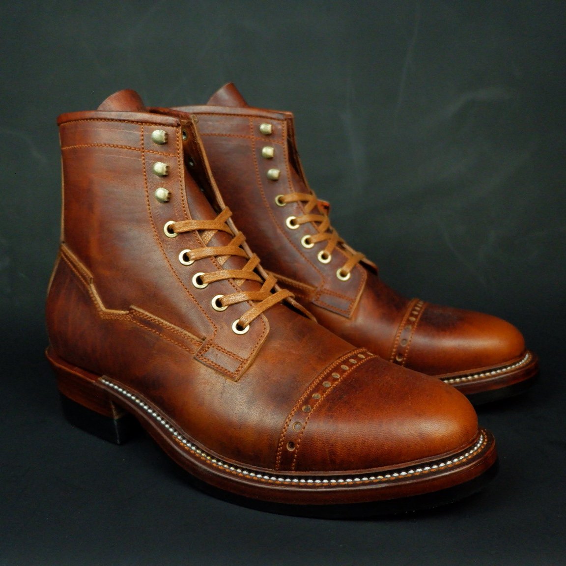 Prof Barnets “Benjamin” Cap Toe Balmoral 6” ( Gallun Horse Butt Cognac )