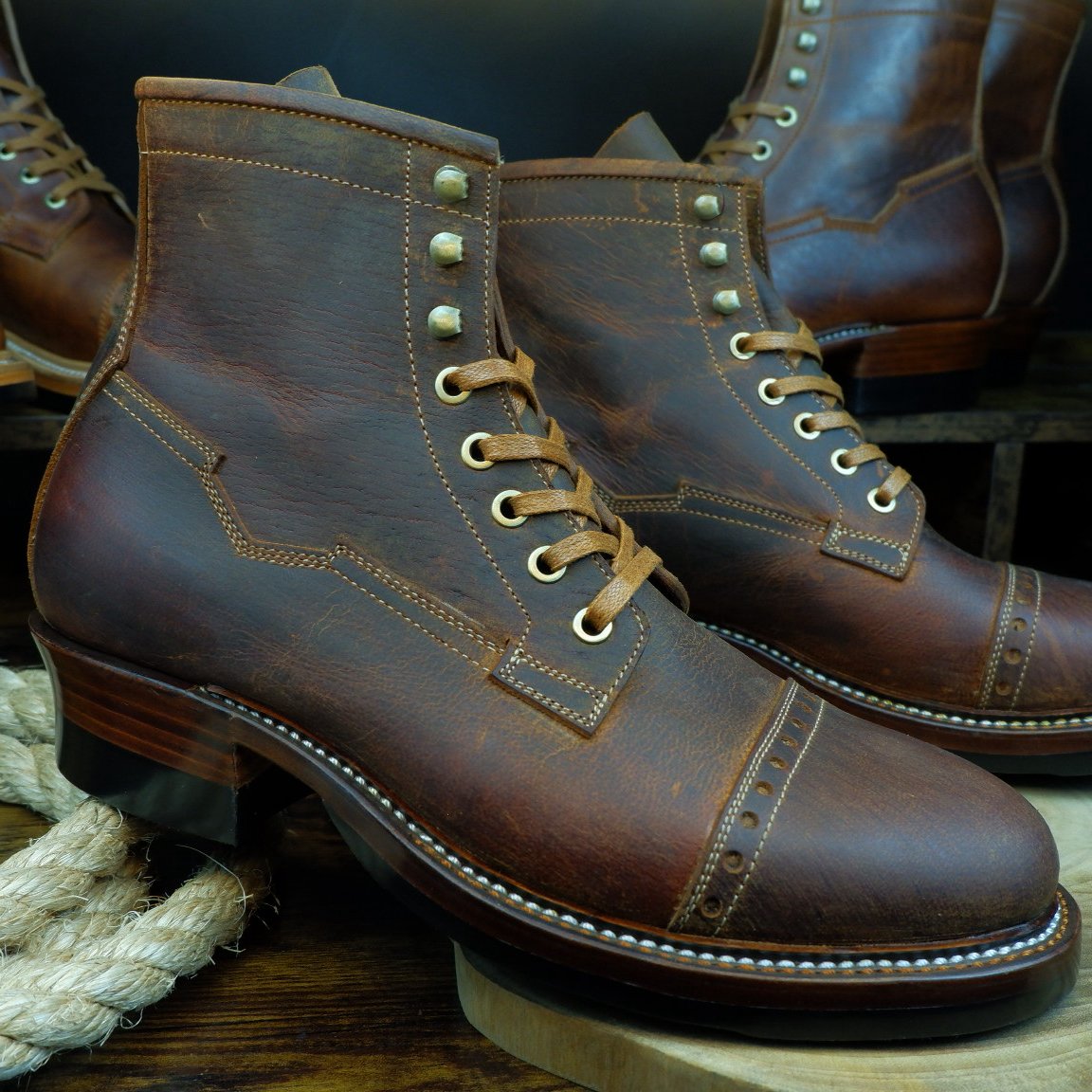 Prof Barnets “Benjamin” Cap Toe Balmoral 6” ( Gallun Horse Butt Cognac )