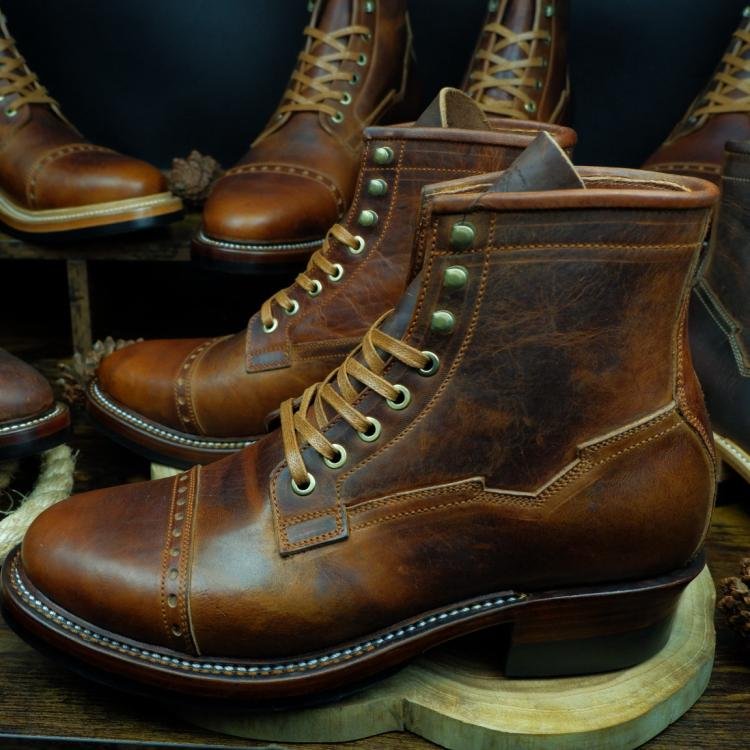 Prof Barnets "Benjamin" Cap Toe Balmoral 6" ( Gallun Teton Deer Cognac )