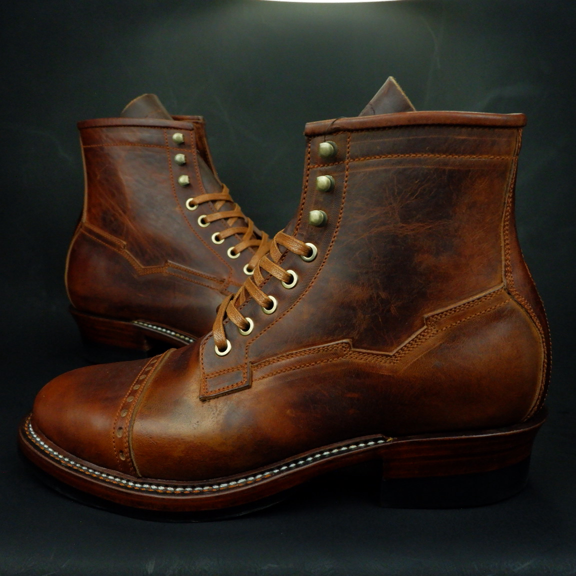Prof Barnets "Benjamin" Cap Toe Balmoral 6" ( Gallun Teton Deer Cognac )